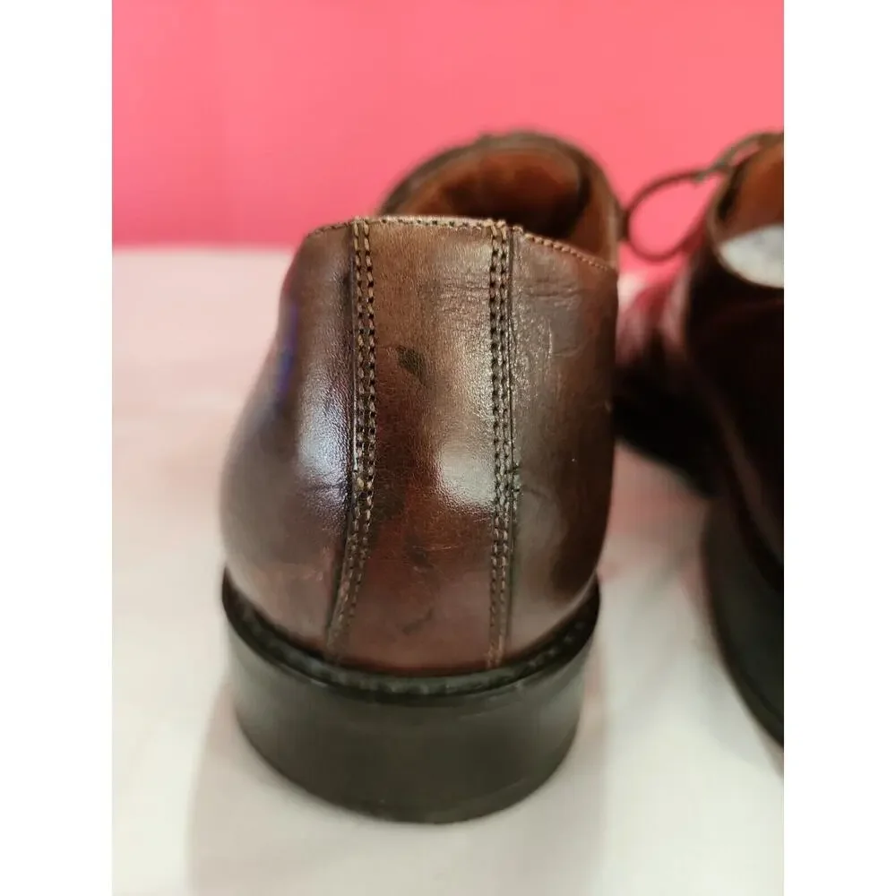 Johnston And Murphy Men's 10 M Handcrafted Italy Leather Oxford brown Shoes